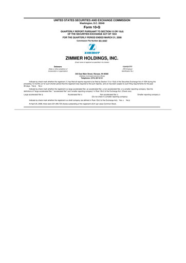 Thumbnail Zimmer Biomet 10-Q Quarterly Report FY 