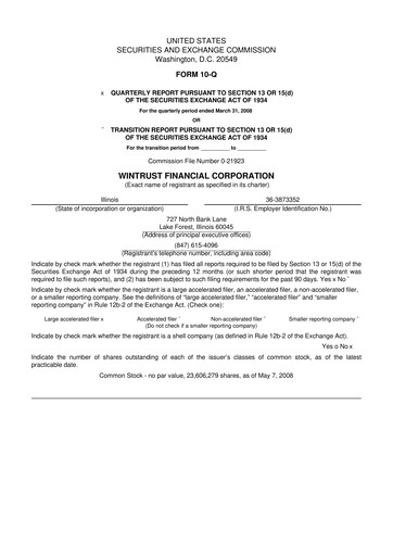 Vorschaubild Wintrust Financial 10-Q Quartalsbericht  