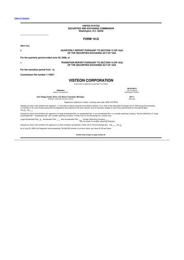 Thumbnail Visteon 10-Q Quarterly Report FY 