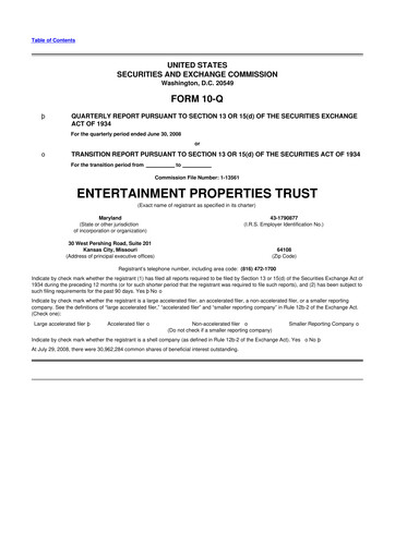 Thumbnail EPR Properties
 10-Q Quarterly Report FY 