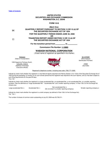 Thumbnail Wabash National
 10-Q Quarterly Report FY 