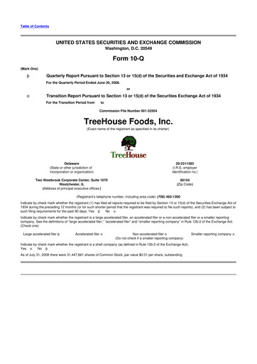 Vorschaubild TreeHouse Foods
 10-Q Quartalsbericht  