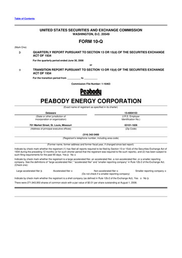 Thumbnail Peabody Energy
 10-Q Quarterly Report FY 