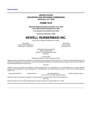 Thumbnail Newell Brands
 10-Q Quarterly Report FY 