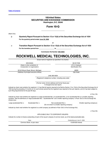 Vorschaubild Rockwell Medical
 10-Q Quartalsbericht  