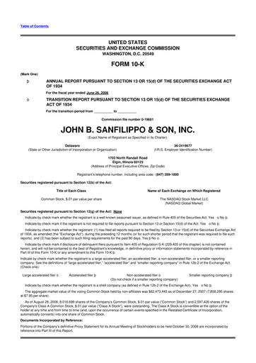 Thumbnail John B. Sanfilippo & Son 10-K Annual Report 
