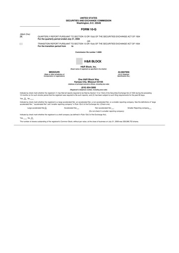 Thumbnail H&R Block
 10-Q Quarterly Report FY 