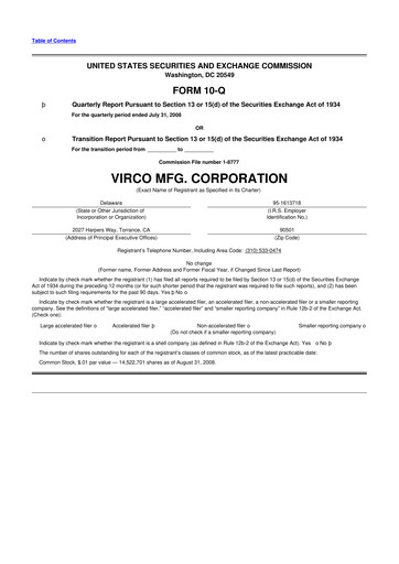 Thumbnail Virco Manufacturing 10-Q Quarterly Report FY 