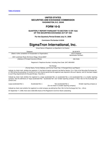 Thumbnail SigmaTron International 10-Q Quarterly Report FY 