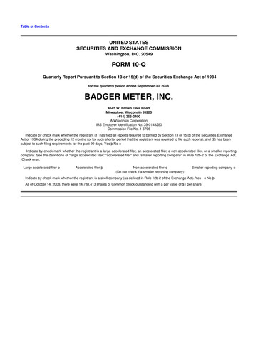 Thumbnail Badger Meter
 10-Q Quarterly Report FY 