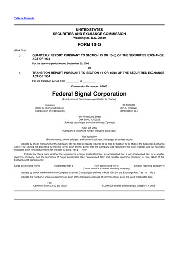 Miniature Federal Signal 10-Q Rapport trimestriel  