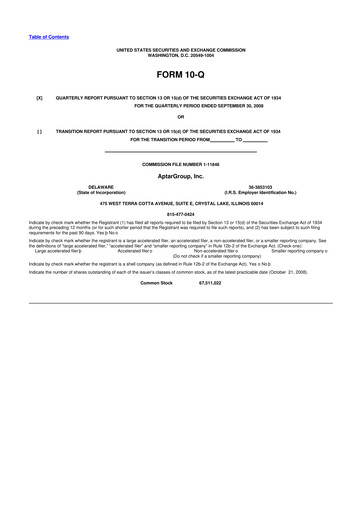 Miniature AptarGroup 10-Q Rapport trimestriel  