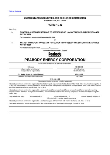 Thumbnail Peabody Energy
 10-Q Quarterly Report FY 