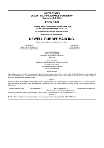 Thumbnail Newell Brands
 10-Q Quarterly Report FY 