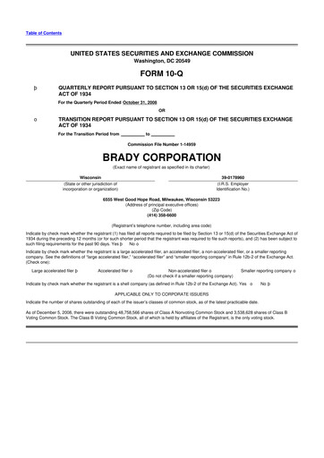 Thumbnail Brady Corporation 10-Q Quarterly Report FY 