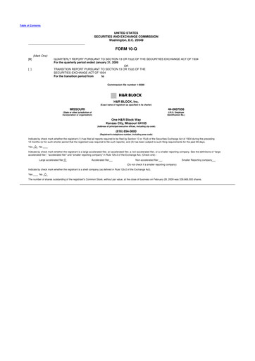 Thumbnail H&R Block
 10-Q Quarterly Report FY 