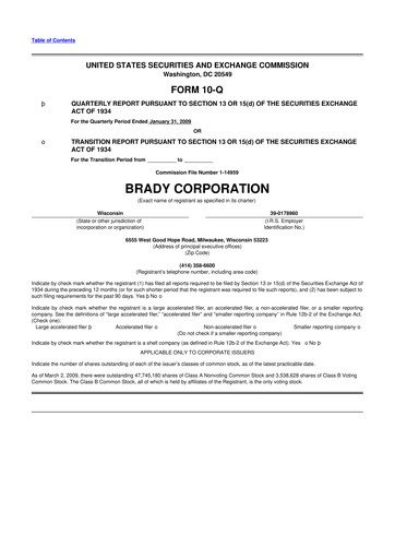Thumbnail Brady Corporation 10-Q Quarterly Report FY 