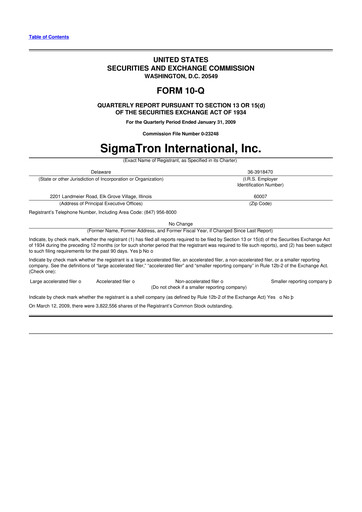 Thumbnail SigmaTron International 10-Q Quarterly Report FY 