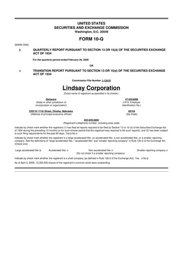 Thumbnail Lindsay Corporation
 10-Q Quarterly Report FY 