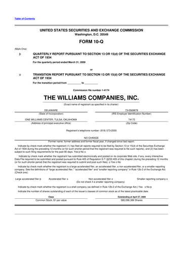 Thumbnail Williams Companies
 10-Q Quarterly Report FY 