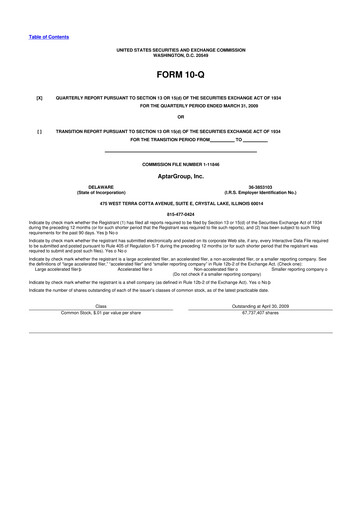 Miniature AptarGroup 10-Q Rapport trimestriel  