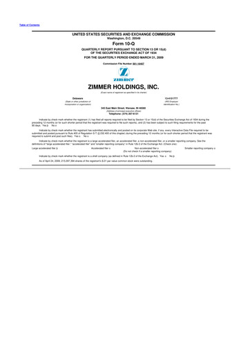 Thumbnail Zimmer Biomet 10-Q Quarterly Report FY 