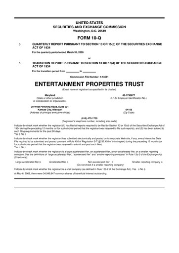 Thumbnail EPR Properties
 10-Q Quarterly Report FY 