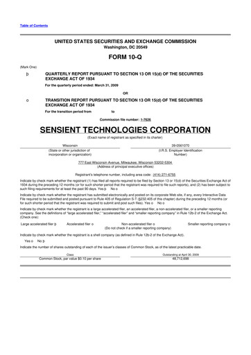 Thumbnail Sensient Technologies
 10-Q Quarterly Report FY 
