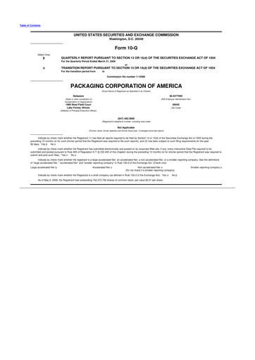 Vorschaubild Packaging Corporation of America
 10-Q Quartalsbericht  