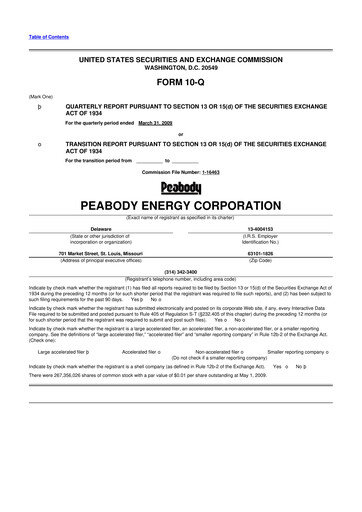 Thumbnail Peabody Energy
 10-Q Quarterly Report FY 