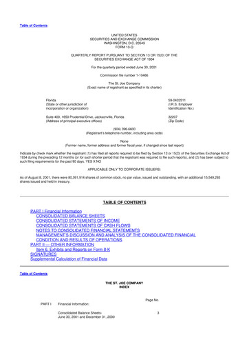 Thumbnail St. Joe Company
 10-Q Quarterly Report FY 