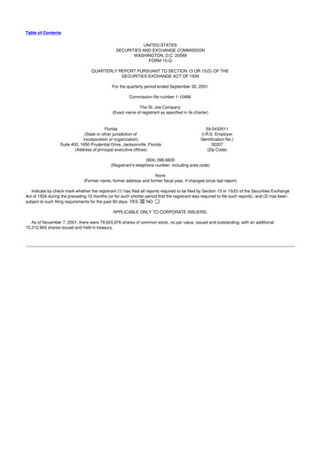 Thumbnail St. Joe Company
 10-Q Quarterly Report FY 