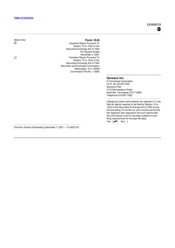 Thumbnail Genesco
 10-Q Quarterly Report FY 