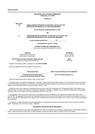 Thumbnail Havertys 10-K Annual Report 2001