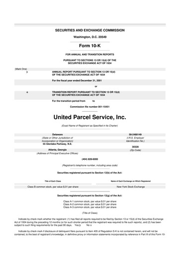 Thumbnail United Parcel Service 10-K Annual Report 2001