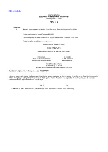 Thumbnail Jabil 10-Q Quarterly Report FY 