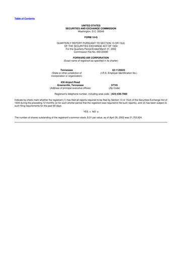 Thumbnail Forward Air 10-Q Quarterly Report FY 