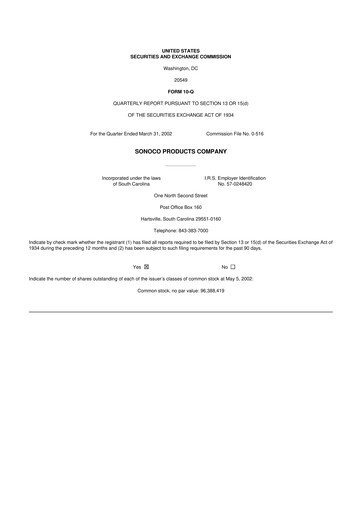 Thumbnail Sonoco 10-Q Quarterly Report FY 