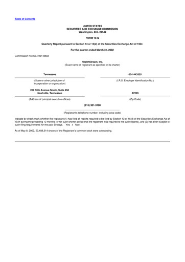 Thumbnail HealthStream 10-Q Quarterly Report FY 