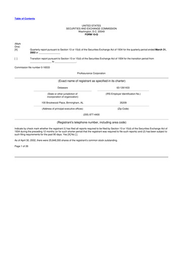 Thumbnail ProAssurance 10-Q Quarterly Report FY 