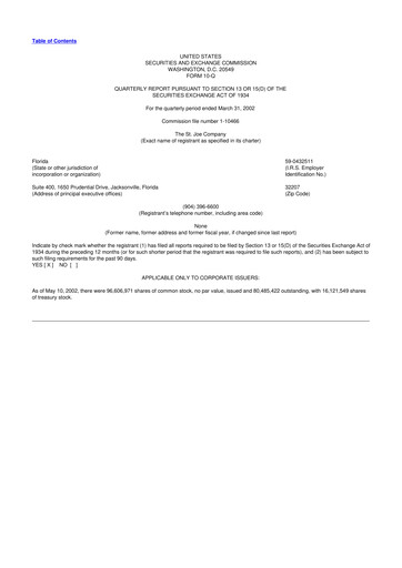 Thumbnail St. Joe Company
 10-Q Quarterly Report FY 