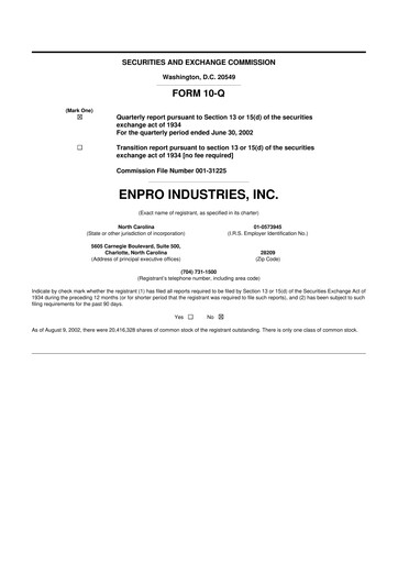 Thumbnail EnPro Industries
 10-Q Quarterly Report FY 