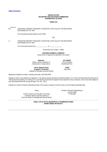 Thumbnail Eastman Chemical
 10-Q Quarterly Report FY 