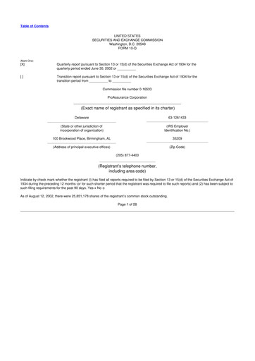 Thumbnail ProAssurance 10-Q Quarterly Report FY 