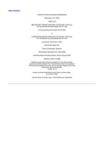 Thumbnail Delta Air Lines 10-Q Quarterly Report FY 