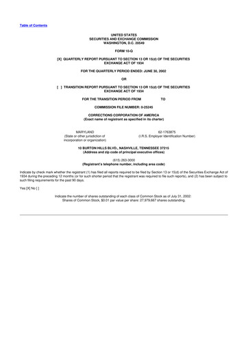 Thumbnail CoreCivic 10-Q Quarterly Report FY 