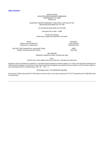 Thumbnail St. Joe Company
 10-Q Quarterly Report FY 