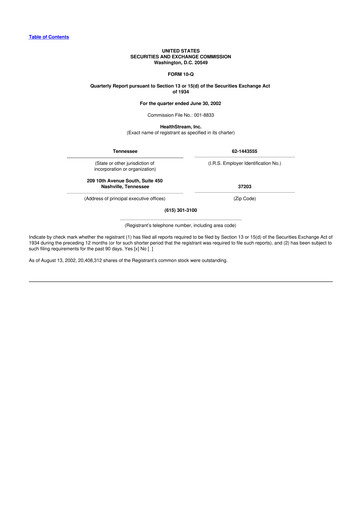 Thumbnail HealthStream 10-Q Quarterly Report FY 