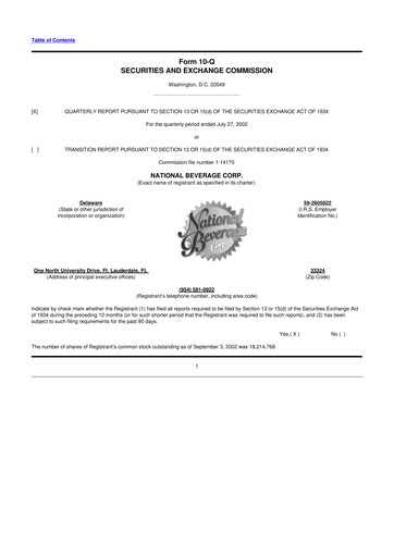 Thumbnail National Beverage
 10-Q Quarterly Report FY 