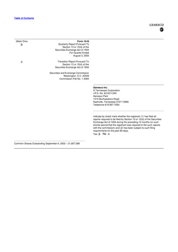 Thumbnail Genesco
 10-Q Quarterly Report FY 